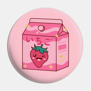 Strawberry Milk Box Cute Kawaii Smiley Pin