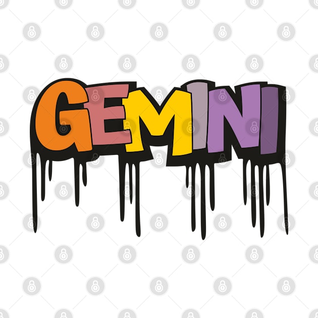 Gemini Zodiac Sign with Dripping Letters by labatchino