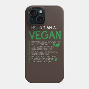 Hello, I'm A Vegan Phone Case