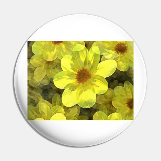 Backlit Sunny Yellow Dahlia Medley Pin by SeaChangeDesign