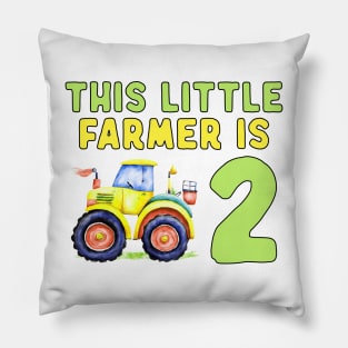 Kids 2nd Birthday This Little Farmer Is 2 Year Old Tractor Pillow