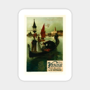 De Paris a Venise Vintage French Travel Poster 1899 by Artist F. Hugo d' Alesi Magnet