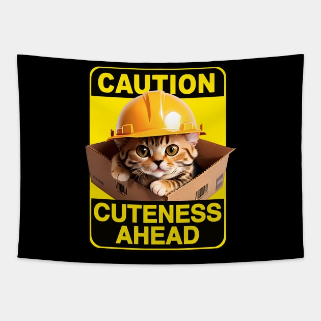 American Shorthair Cat Wearing Hardhat Tapestry by CGI Studios