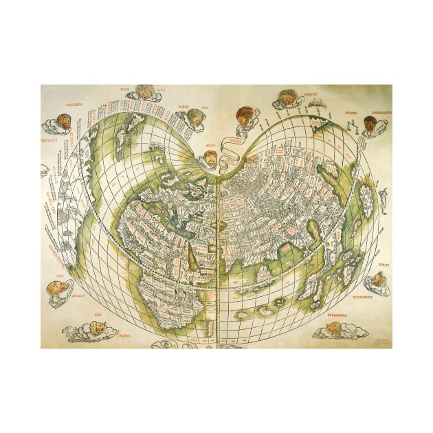 Antique Heart Shaped Old World Map by MasterpieceCafe