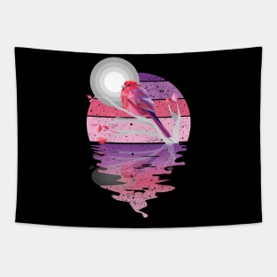 Vintage cute bird reflected on lights of moon Tapestry