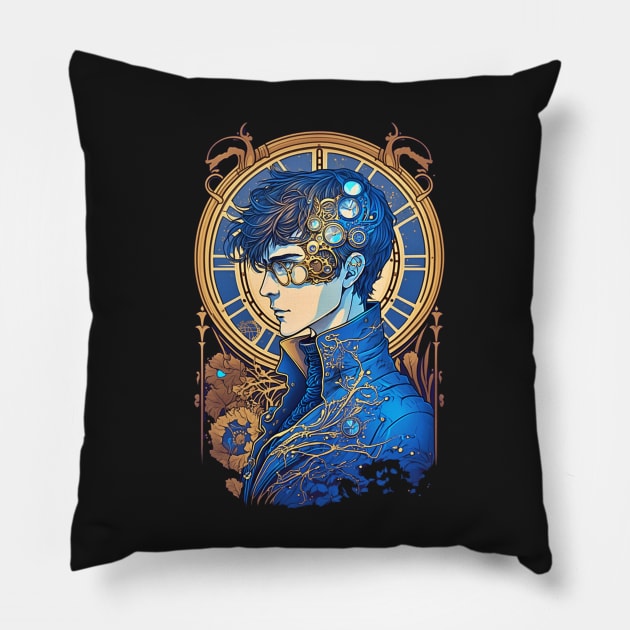 Steampunk Man - A fusion of old and new technology Pillow by SMCLN