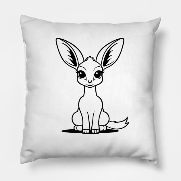 Cute Baby Gazelle Animal Outline Pillow by Zenflow