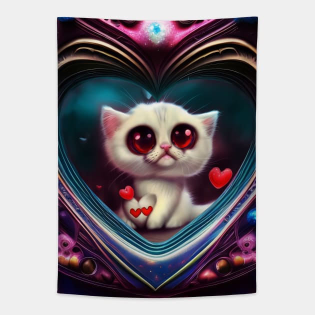 Valentine's Day Kitten Too Cute for Words Tapestry by Nicky2342