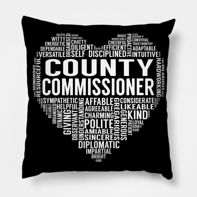 County Commissioner Heart Pillow by LotusTee