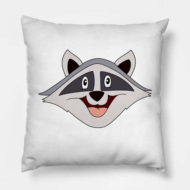 Raccoon funny head, cute animal t shirt, Happy Raccoon face Pillow by PrimeStore