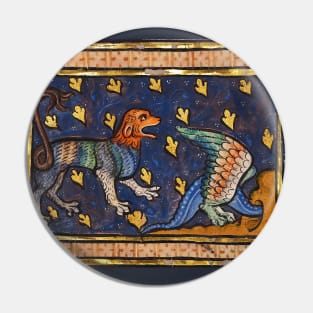 THE LION AND DRAGON Medieval Bestiary Pin