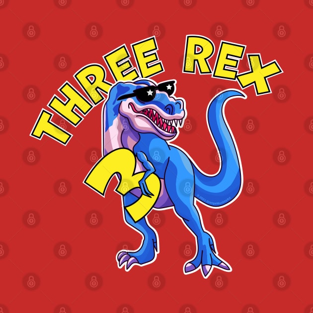 Three Rex 3rd Birthday Funny Dinosaur Trex by OrangeMonkeyArt