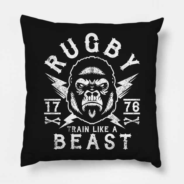 RUGBY - TRAIN LIKE A BEAST - RUGBY TRAINING Pillow by Tshirt Samurai