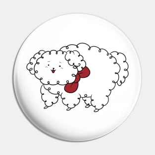 Fluffy White Dog Wearing a Ribbon Pin