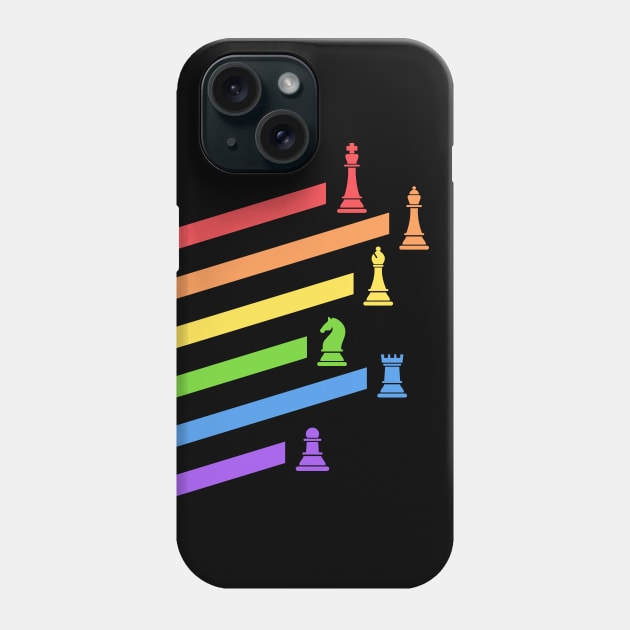 Rainbow Chess Pieces Boardgames Nerd Phone Case by pixeptional