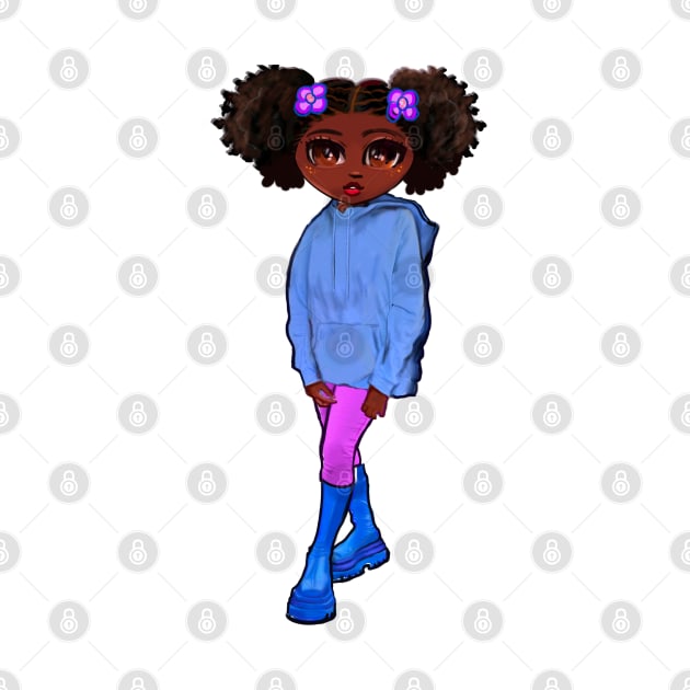 Anime girl Princess Cute black girl 3 Melanin Afro African American by Artonmytee