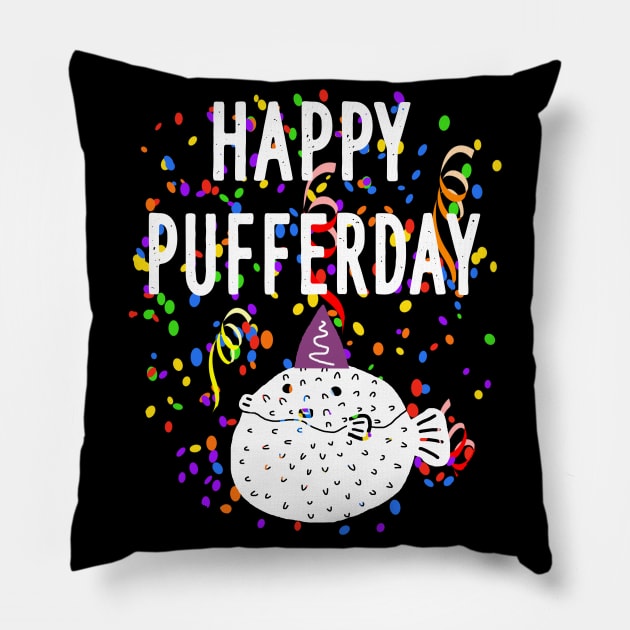 Buffer day puffer fish day aquarium funny blubb Pillow by FindYourFavouriteDesign