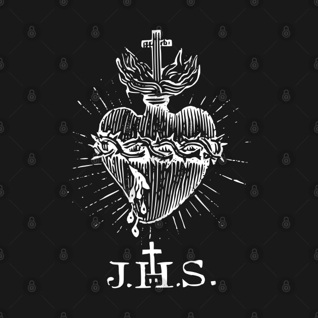 Sacred Heart of Jesus Christ Vintage Engraving by Beltschazar