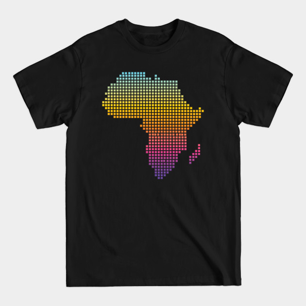 Disover Africa Map Colorful Pixel African Continent Rainbow Futuristic Graphics Design Gift Idea - Africa - T-Shirt