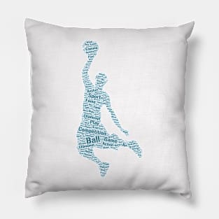 Basket Ball Player Silhouette Shape Text Word Cloud Pillow