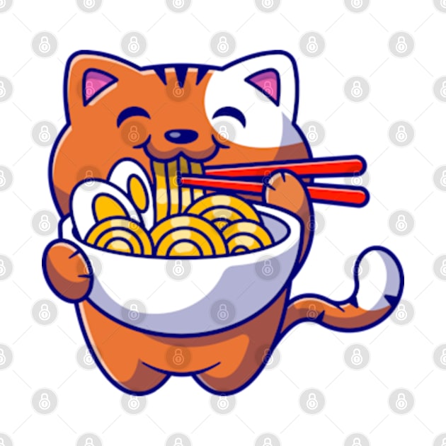 Cat eating Spaghetti by Le petit fennec