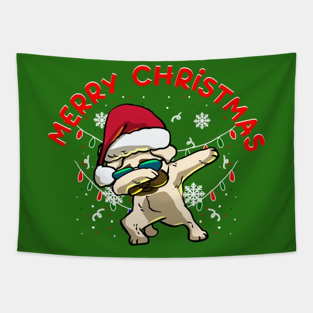 dabbing pug christmas Tapestry by Love My..