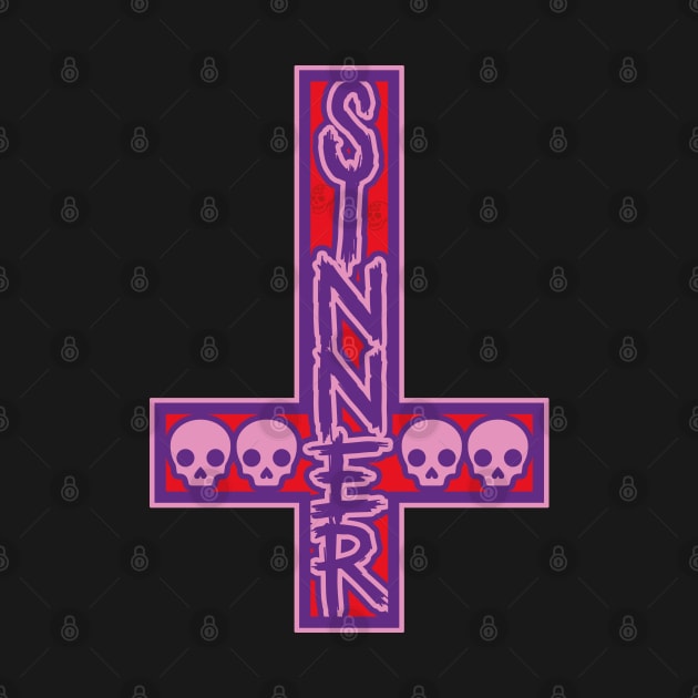 Sinner On Inverted Cross Pink And Purple by Creative Style