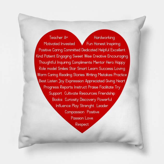 Teacher Appreciation Heart Adjectives Pillow by lcorri