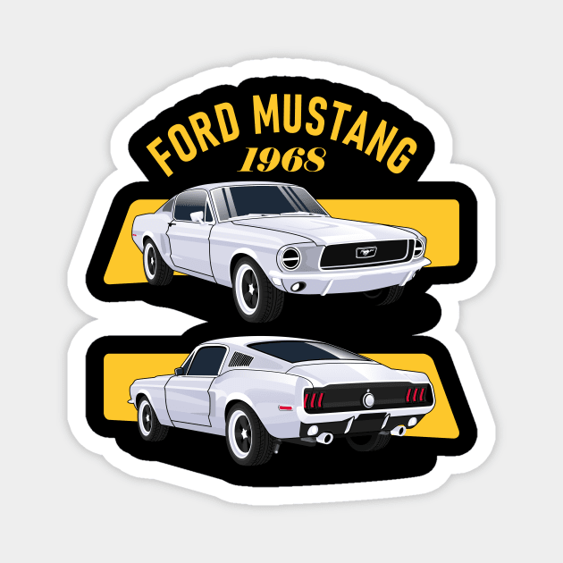 Mustang 1968 classic cars Magnet by masjestudio