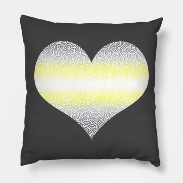 Ombré demigender flag and white swirls doodles Pillow by Savousepate