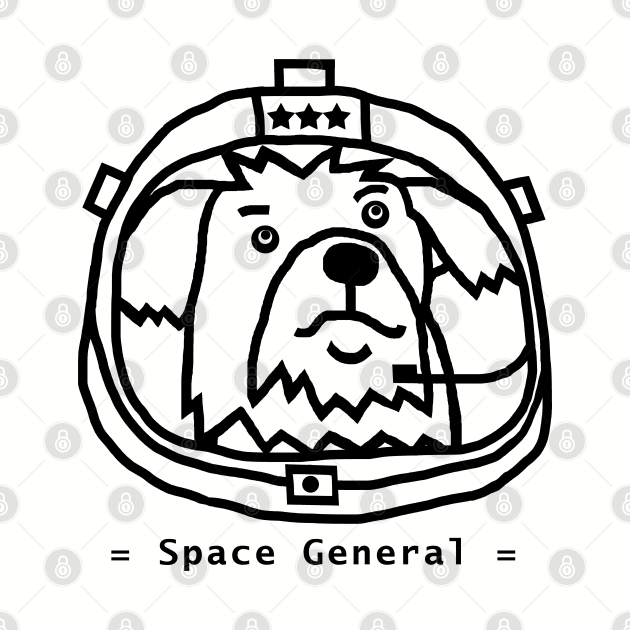 Space General Fergus Dog Astronaut Portrait Outline by ellenhenryart