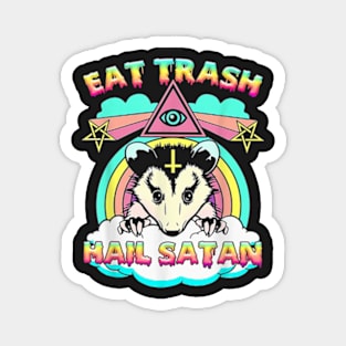 Eat Trash Hail Satan Raccoon Pentagram Satanic Garbage Gang T-Shirt Magnet