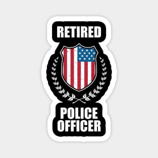 Retired Police Officer Proud Patriotic Officer American Flag Magnet