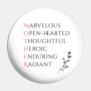 Best Mom ever Acrostic - A Minimalistic mothers day Design Pin