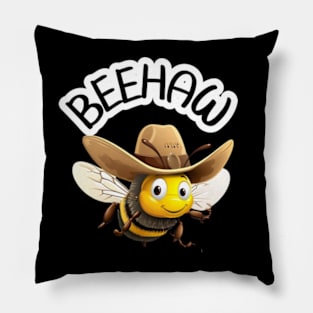 Beehaw Cute Western Kawaii Cowgirl Bumblebee Pillow