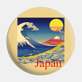 Psychedelic Japan Mt. Fuji Big Wave Sunrise by Kana Kanjin Pin