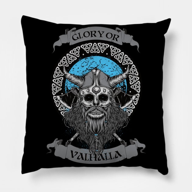 Glory or Valhalla Pillow by Beltschazar