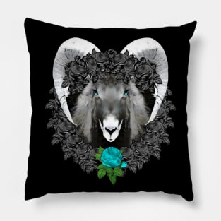 Goat Blue Rose Wreath Pillow