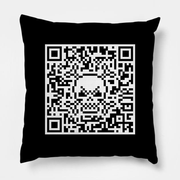 Skull And Crossbones (Quick Response Code / 41x41 / NEG) Pillow by MrFaulbaum