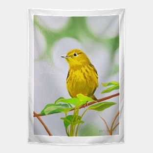 Yellow Warbler bird painting Tapestry