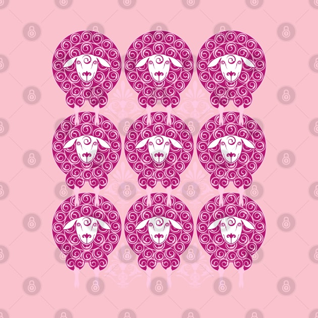 Nine pink sheep by vjvgraphiks