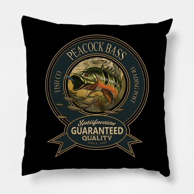 Peacock Bass Pillow by PeggyNovak
