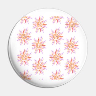 Watercolor Sunshine Pattern - Orange & Lavender Pin