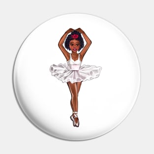 African American ballerina in white tutu and pink rose - anime manga brown skin ballerina Pin