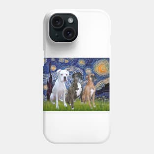 Starry Night with Three Boxers (natural ears) Phone Case