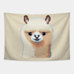 Fluffy and Adorable Alpaca Pixel Tapestry