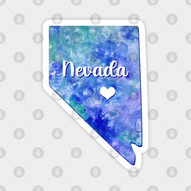 Nevada state map USA heart watercolor blue watercolour Magnet by WatercolorFun