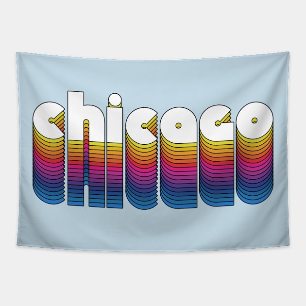 Chicago Pride // Retro Rainbow Design Tapestry by darklordpug