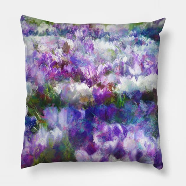 Crocuses After Winter Impressionist Painting Pillow by BonBonBunny