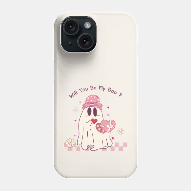 Will You Be My Boo? Cute Ghost Love Phone Case by Nessanya